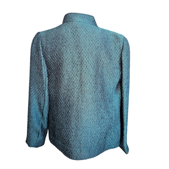 Women's Metallic Turquoise Quilted Textured Coat Jacket. Small - Picture 4 of 6